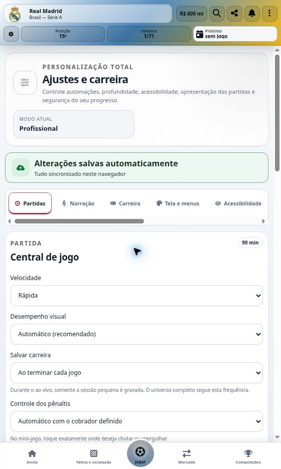 Captura real do Goooool.net: Ajustes da carreira
