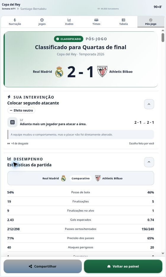 Captura real do Goooool.net: Pós-jogo contextual